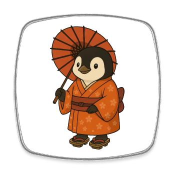 Niedlicher Pinguin Japan Anime Tradition  - Viereckiger Kühlschrankmagnet - Weiß - Vorne