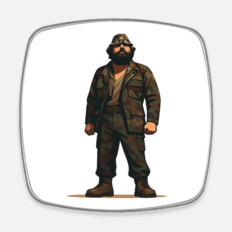 Adem Jashari standing proud - Square fridge magnet - white