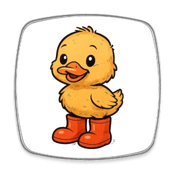 Cute duck motif with rubber boots - Square fridge magnet - white - Front
