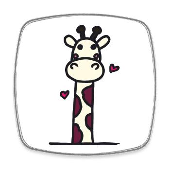 Verspielte Giraffe mit Herz-Details - Viereckiger Kühlschrankmagnet - Weiß - Vorne