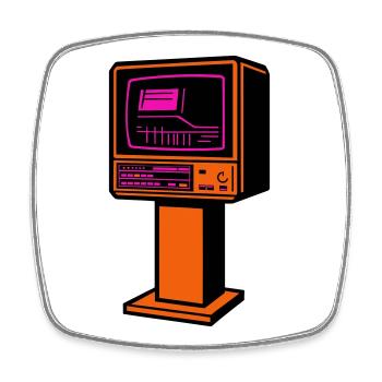 Retro-Future TV - Viereckiger Kühlschrankmagnet - Weiß - Vorne