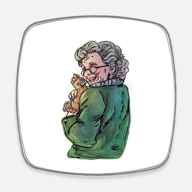 Chickens Grandma - Square fridge magnet - white