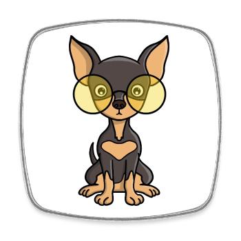 Charming Chihuahua with Glasses Illustration - Square fridge magnet - white - Front