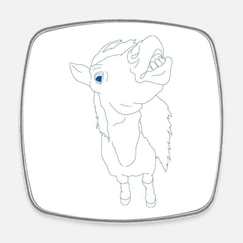 Drôle de cheval avec la gueule ouverte - Magnet carré - blanc