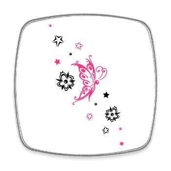Butterfly Floral Star Ornament - Square fridge magnet - white - Front