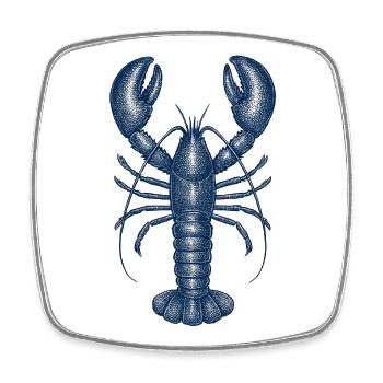 Detailed Blue Lobster Illustration - Square fridge magnet - white - Front