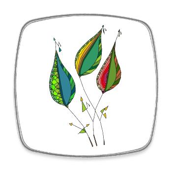 Feuilles abstraites - Magnet carré - blanc - Devant