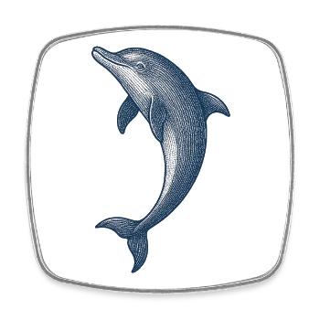 Vintage Dolphin Illustration for Apparel - Square fridge magnet - white - Front