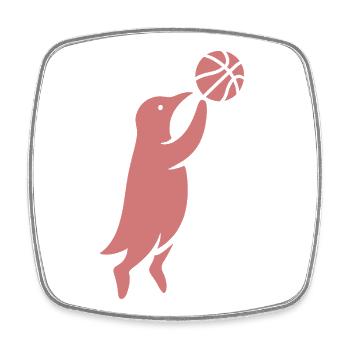 Penguin Basket-ball Joueur de basket-ball - Magnet carré - blanc - Devant