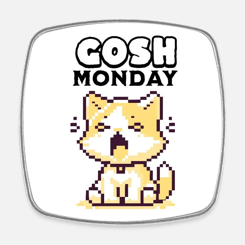 Pixel Art Cute Shiba Inu - Square fridge magnet - white