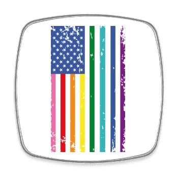 Regenbogen USA Flagge - Viereckiger Kühlschrankmagnet - Weiß - Vorne