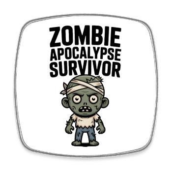 Zombie Apocalypse Überlebender - Viereckiger Kühlschrankmagnet - Weiß - Vorne