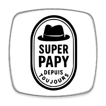 Super Papy depuis toujours - Magnet carré - blanc - Devant
