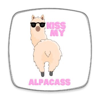 Kiss my Alpacass - funny alpaca shirt - Square fridge magnet - white - Front