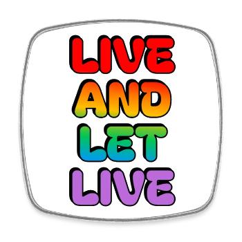Rainbow Retro Live and Let Live Typography - Square fridge magnet - white - Front