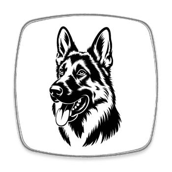 German Shepherd Head Illustration - Square fridge magnet - white - Front