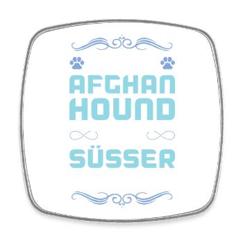 Chien de chasse afghan dicton - Magnet carré - blanc - Devant
