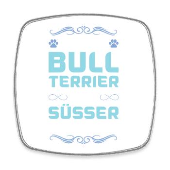 Bull terrier Dicton de chien - Magnet carré - blanc - Devant