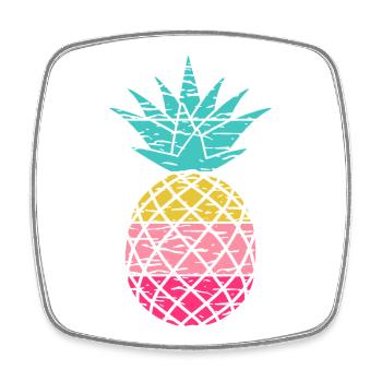 Retro Pineapple Tropical Summer Vibes Fruit - Square fridge magnet - white - Front
