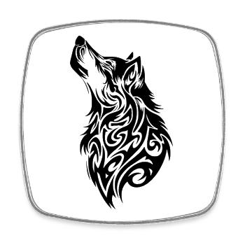 Wolf Tribal Tattoo - Square fridge magnet - white - Front