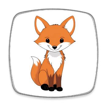 Cute Fox Caricature Print - Square fridge magnet - white - Front