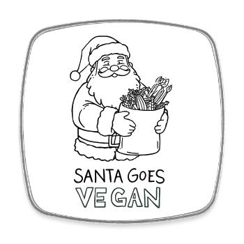 Santa Goes Vegan – Lustiges Xmas Design - Viereckiger Kühlschrankmagnet - Weiß - Vorne