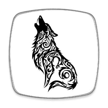 Wolf Tribal Tattoo - Square fridge magnet - white - Front