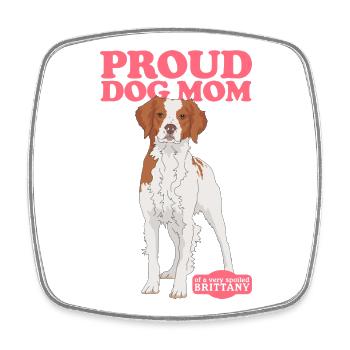 Brittany Mom Epagneul Breton Pointing Dog Gift - Square fridge magnet - white - Front