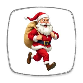 Weihnachtsmann läuft - Viereckiger Kühlschrankmagnet - Weiß - Vorne