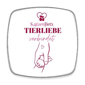 KatzenHerz verbindet Tierliebe - Viereckiger Kühlschrankmagnet - Weiß - Vorne