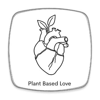 Amour végétal – Heart &amp; Leaf Fine Line - Magnet carré - blanc - Devant