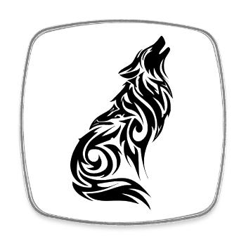 Wolf Tribal Tattoo - Square fridge magnet - white - Front