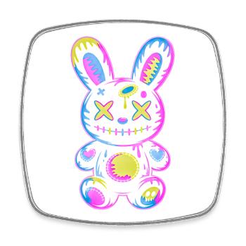 Creepy Cute Kawaii Bunny Neon Gothic Grunge - Square fridge magnet - white - Front