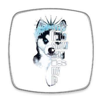 Eisbedeckter Husky mit Spruch - Viereckiger Kühlschrankmagnet - Weiß - Vorne