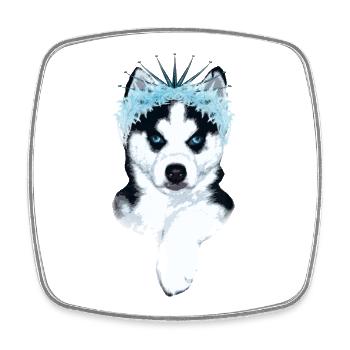 Eisprinzessin - Husky mit Krone  - Square fridge magnet - white - Front