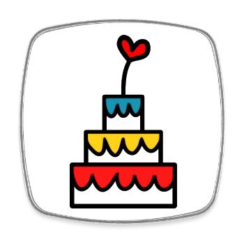 GÂTEAU. HAPPY BIRTHDAY. JOYEUX ANNIVERSAIRE - Magnet carré - blanc - Devant