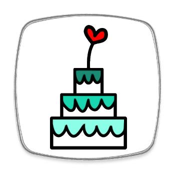 GÂTEAU. HAPPY BIRTHDAY. JOYEUX ANNIVERSAIRE - Magnet carré - blanc - Devant
