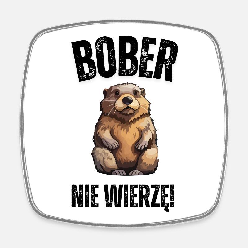 Loutre joueuse au regard affectueux (BOBER) - Magnet carré - blanc