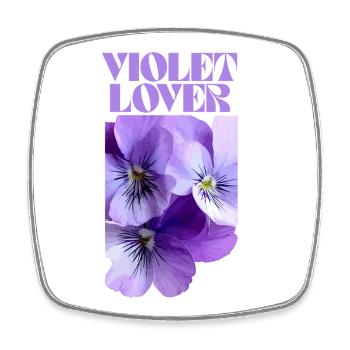 Violettes Stiefmütterchen-Blumenmuster - Viereckiger Kühlschrankmagnet - Weiß - Vorne