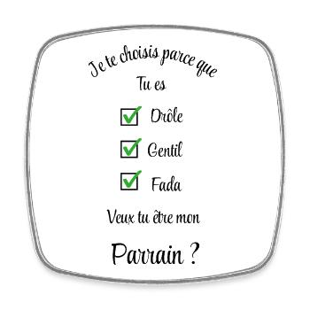 veux tu être mon parrain ? - Magnet carré - blanc - Devant