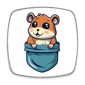 Hamster in the Pocket Cute and Funny Gift - Square fridge magnet - white - Front