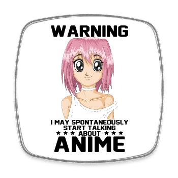 Warnung Ich könnte spontan anfangen, Anime zu reden - Viereckiger Kühlschrankmagnet - Weiß - Vorne