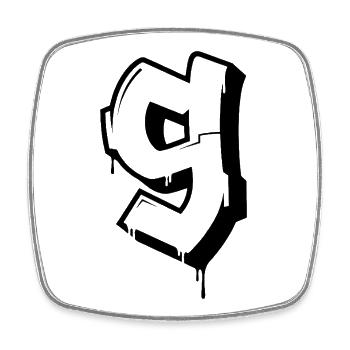 Graffiti 9 - Square fridge magnet - white - Front