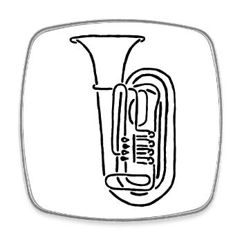 Tuba Bass Skizze Geschenk für Tubisten - Viereckiger Kühlschrankmagnet - Weiß - Vorne