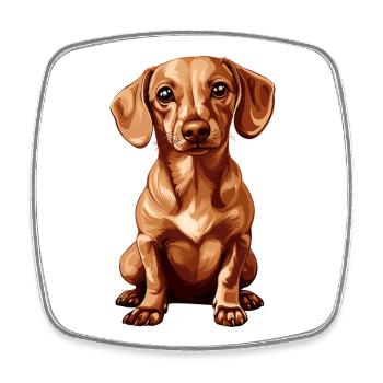Cute dachshund with big eyes - Square fridge magnet - white - Front