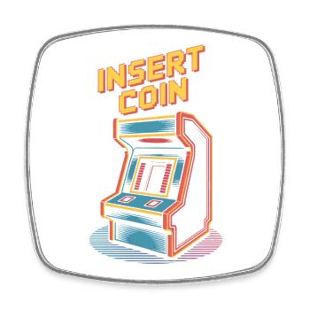 Machine de jeu d'arcade rétro à insérer dans une pièce - Magnet carré - blanc - Devant