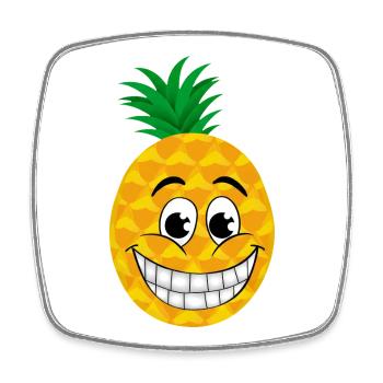 gai dessin animé ananas sucré fruits tropicaux été - Magnet carré - blanc - Devant
