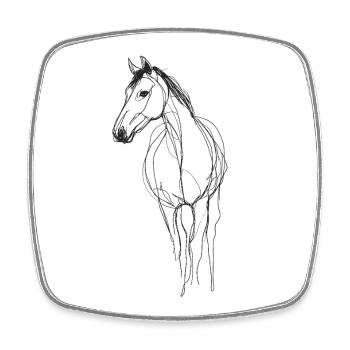 Line Art Horse - Square fridge magnet - white - Front
