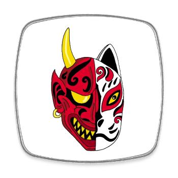 Japanese Demon Cat - Square fridge magnet - white - Front