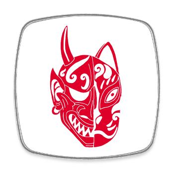 Japanese Red Demon Cat - Square fridge magnet - white - Front